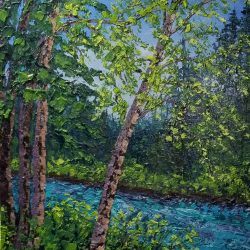 "Walking the Clackamas River" 20"X16" Acrylic Palette Knife $285.00 "Walking the Clackamas River" 20"X16" Acrylic Palette Knife $285.00