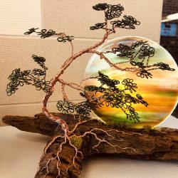 Custom wire wrapped tree to create a very unique piece.