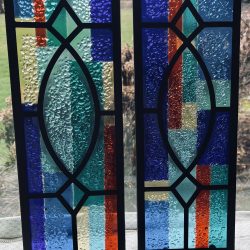 Fused glass with a stained glass look. Beautiful indoors or on the patio Fused glass with a stained glass look. Beautiful indoors or on the patio