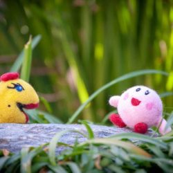 Needle felted Ms Pac-Man and Kirby